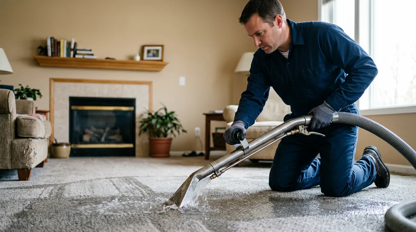 Water damage restoration technician working near Knickerbocker, TX